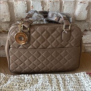 Isaac Mizrahi Quilted Brown Satchel NWT